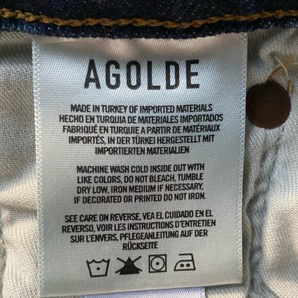 AGOLDE $218 Nico High Rise Slim Crop Button Fly Jean Dark Wash 27 EUC - Picture 11 of 15